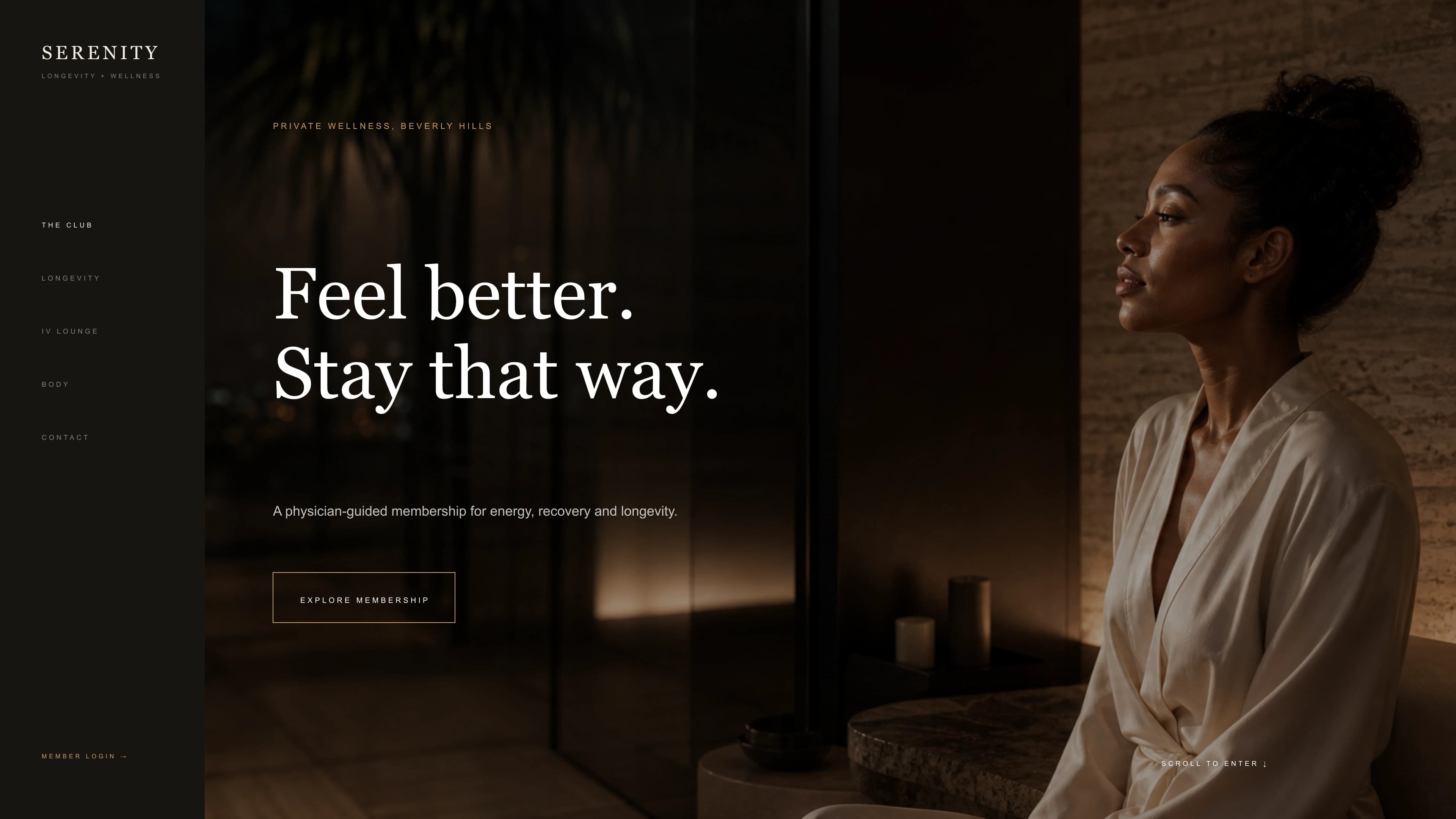 Serenity Longevity Club website