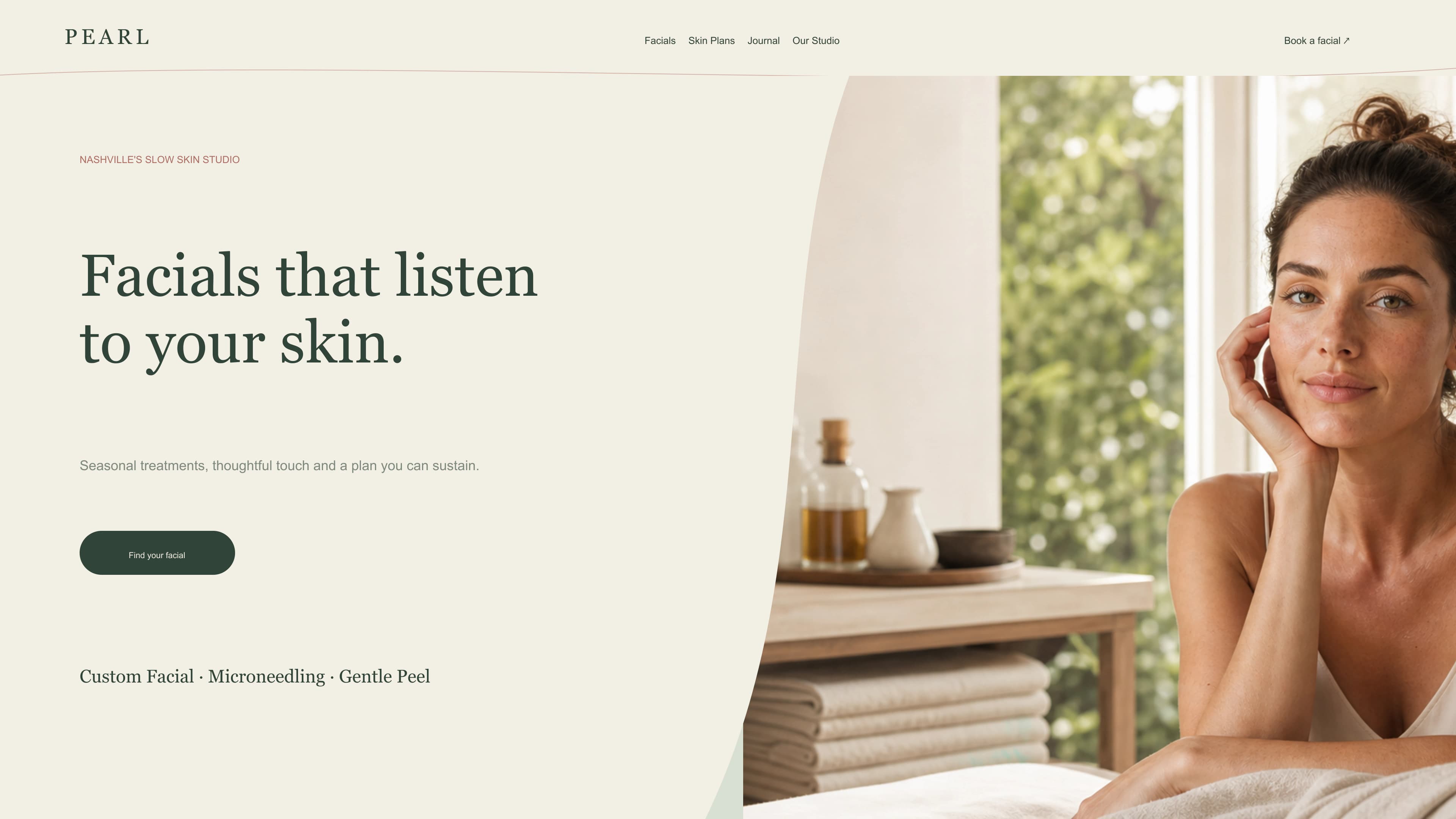 Pearl Skin Studio website