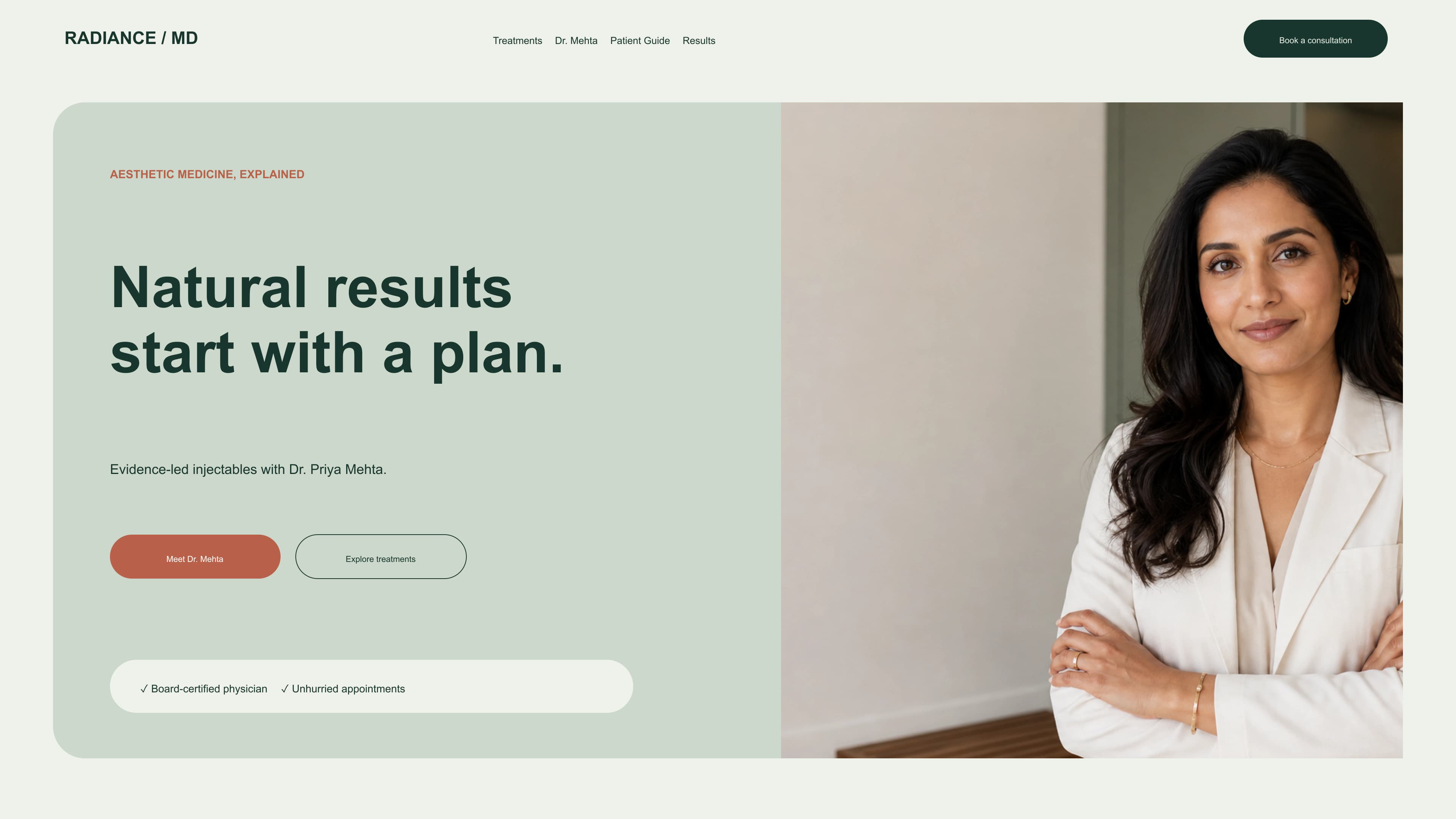 Radiance Clinic website